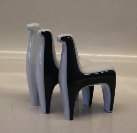 B&G Art Pottery B&G 4207 Three horses 15 x 17 cm, blue and grey, Agnethe 
Jorgensen
