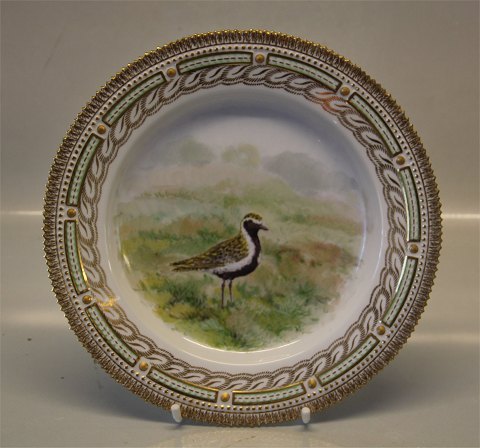 Kongelig Dansk Porcelæn Flora Danica 240a-3549 "Charadrius apricarius" - Hjejlen 
 25,5 cm, jagtplatte på middagstallerken, Fauna Danica