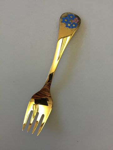 Georg Jensen Annual Fork 1980 in gilded Sterling Silver with enamel