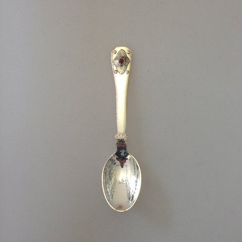 Georg Jensen Jubilee Child Spoon in Sterling Silver with stone 15,5cm