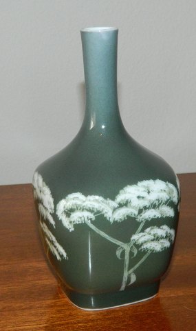 Royal Copenhagen vase green glaze with screen plants