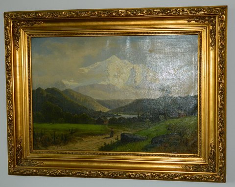 Large landscape painting with mountains