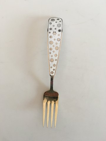 A. Michelsen Christmas Fork 1945 Gilded Sterling Silver with Enamel
