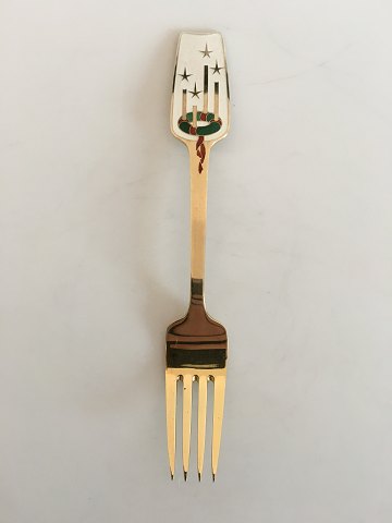 A. Michelsen Christmas Fork 1949  Gilded Sterling Silver Enamel