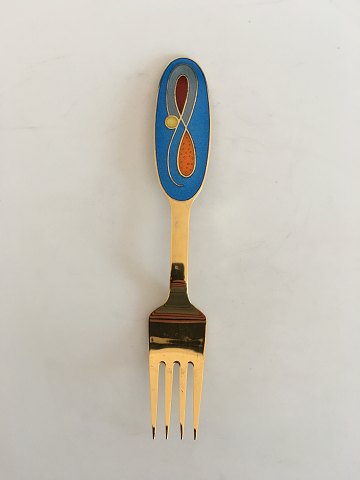 A. Michelsen Christmas Fork 1992 In Gilded Sterling Silver with Enamel