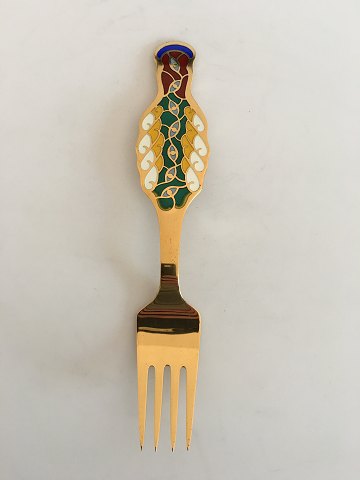 A. Michelsen Christmas Fork 1996 In Gilded Sterling Silver with Enamel