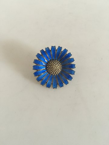 Anton Michelsen Gilded Silver Brooch with Blue Enamel