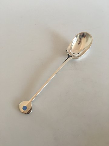 Hans Hansen Sterling Silver Spoon with Blue Enamel.