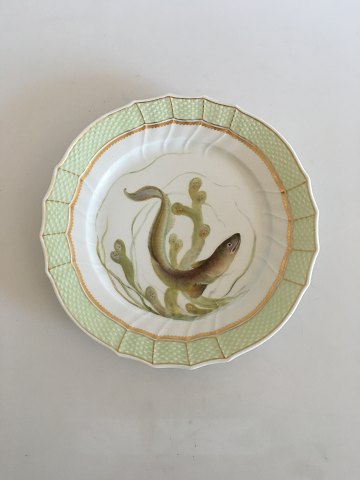 Royal Copenhagen Green Dinner Fish Plate No 919/1710 with Anguilla Vulgaris