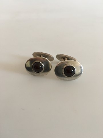 Georg Jensen Sterling Silver Cuff Links No 203A with Dark Stones