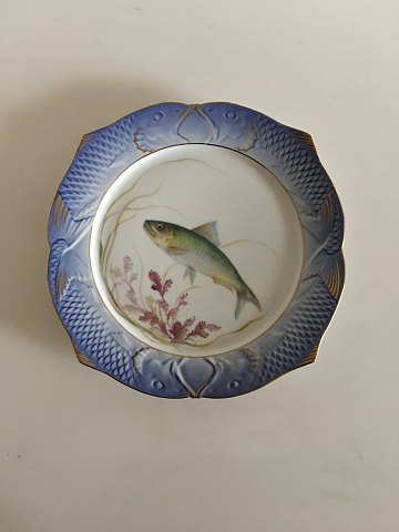 Royal Copenhagen Blue Fish Plate with Gold No 1212/3002