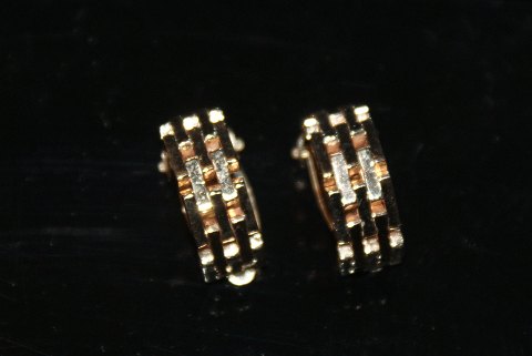 Earrings gold walls Stone 5 rows, 14 carat