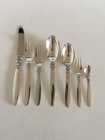 Georg Jensen Sterling Silver Cactus Flatware Set for 6 People. 42 Pieces.