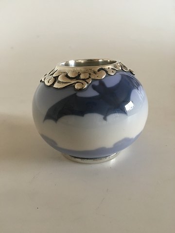 Royal Copenhagen Art Nouveau Vase No 225/42A with Bat Motif and A. Michelsen 
Silver Mounted Piece