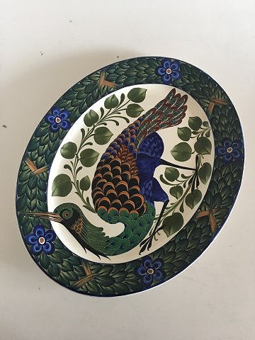 Aluminia Oval Earthenware Tray No XIX with Peacock Motif