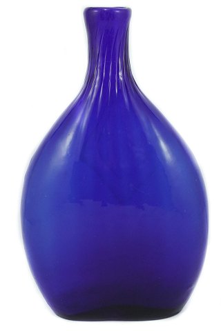 Holmegaard; A blue coloured glass hipp flask