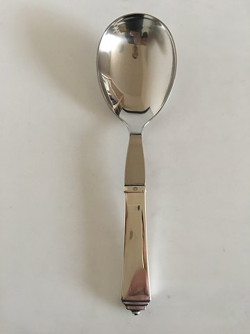 Georg Jensen Pyramid Serving Spoon in Sterling Silver and Stainless Steel No 102