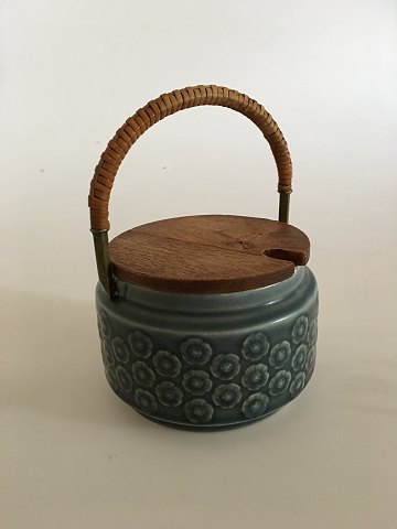 Bing & Grøndahl Jens Quistgaard Stoneware for Kronjyden / B&G "Azur" Jam Bowl 
with Wooden Lid