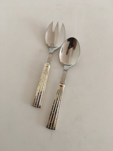 "Champagne" O.V. Mogensen Silver and Stainless Steel Small Salad Servers