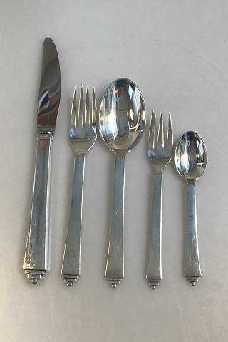 Georg Jensen "Pyramid" Sterling Silver Flatware Set for 12 People. 60 Pieces