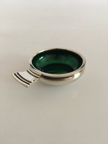 Georg Jensen Continental Sterling Silver Salt Dish No. 4 with Green Enamel