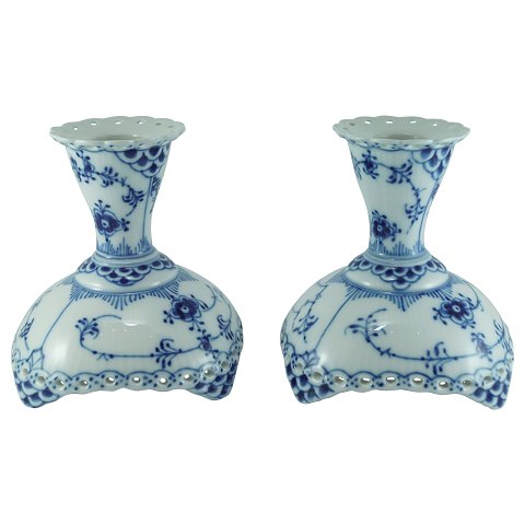 Royal Copenhagen, blue fluted full lace; Candlesticks of porcelain #1139