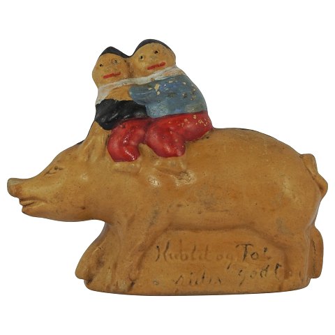 Danish clay piggy bank; The Katzenjammer Kids