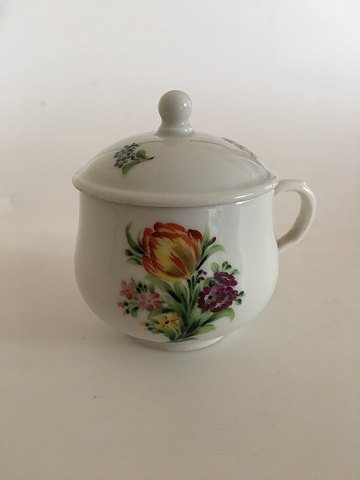 Royal Copenhagen Antique Bouillon Cup with Lid and Handpainted Flower Decoration 
1820-1850