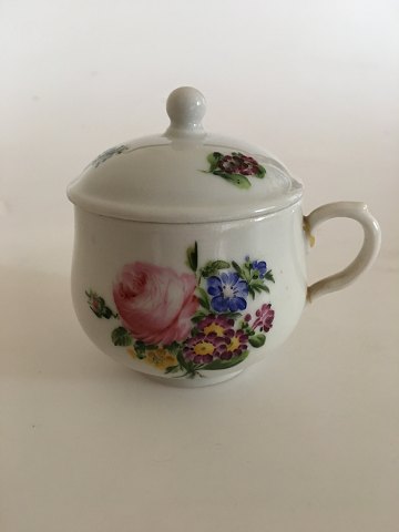 Royal Copenhagen Antique Bouillon Cup with Lid with Handpainted Flower 
Decoration 1820-1850