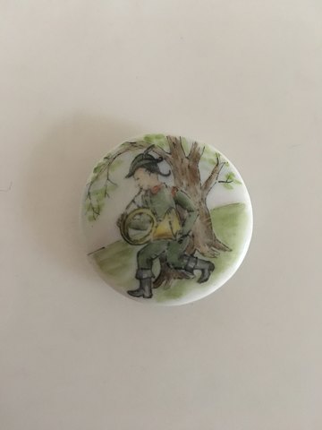 Royal Copenhagen Porcelain Button with Handpainted Motif of Musician