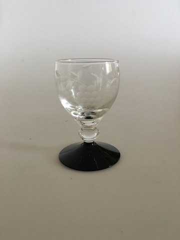 "Jane" Blackfooted Schnapps Glass with ingraved grapes. Holmegaard