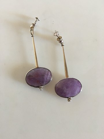 Georg Jensen Sterling Silver Torun Earrings No 245 with Amethyst