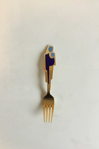 A. Michelsen Christmas Fork 1962 Gilded Sterling Silver with Enamel