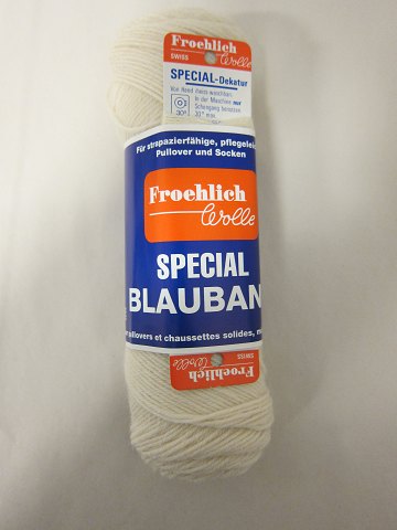 STOCKING WOOL
Écru, Colourno.: 20
The good old and wear well FROEHLICH STOCKING WOOL SPECIAL BLAU BAND, which is 
wearable for many years
1 ball of wool containing 50 grams