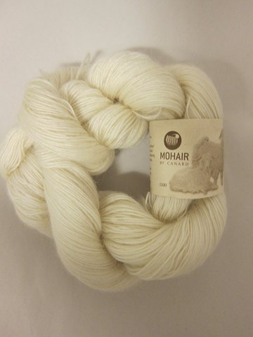 Kidmohair - 1-ply
Kidmohair is a natural product of a very high quality from the angora goat from 
South Africa
The colour shown is: White, Colourno 1100
1 ball of wool containing 50 grams