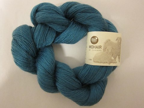Kidmohair - 1-ply
Kidmohair is a natural product of a very high quality from the angora goat from 
South Africa
The colour shown is: Petroleum (Blue), Colourno 1133
1 ball of wool containing 50 grams