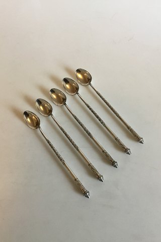 5 pcs. Cocktail Spoon with straw in Silver