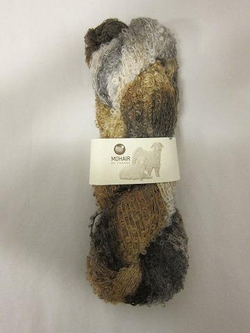 Mohair Bouclé Mix
Mohair Bouclé Mix is a natural product of a very high quality from the angora 
goat from South Africa.
The colour shown is: Choco creme Mix, Colourno 1048
1 ball of wool containing 100 grams