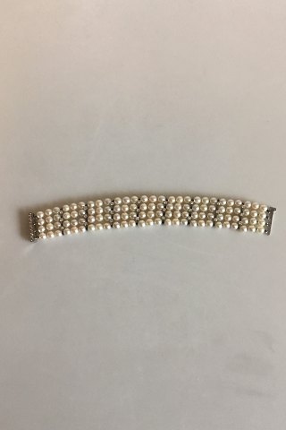 Georg Jensen & Wendel 14 K White Gold Bracelet with Pearls and Brillants