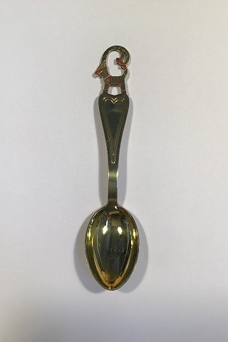 A. Michelsen Christmas Spoon 1948 Gilded Sterling Silver with Enamel
