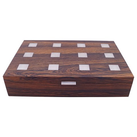 Hans Hansen; A rosewood box set with sterling silver