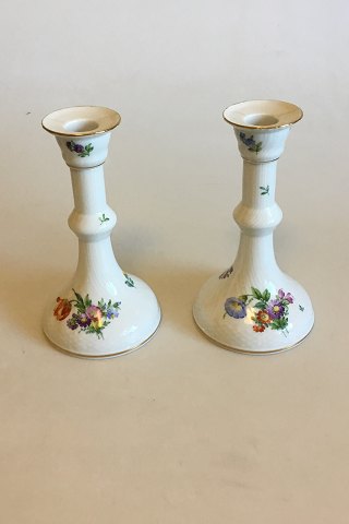 Royal Copenhagen Light Saxon Flower A pair of Candle Holders No 1780