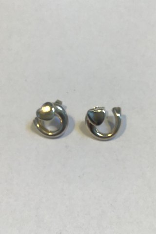 Georg Jensen Sterling Silver Artist Heart Ear Studs 2002 - Regitze Overgaard