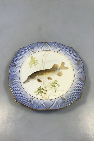 Royal Copenhagen Blue Fish Plate with Gold No 1212/3002.