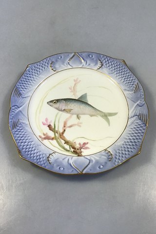 Royal Copenhagen Blue Fish Plate with Gold No 1212/3002.