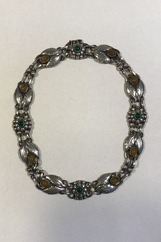 Georg Jensen Sterling Silver Necklace No 1 Amber&Chrysoprase