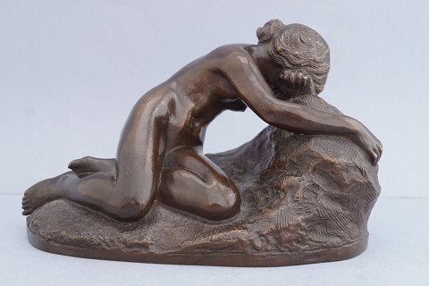 Louis Hasselriis; Sculpture in bronze of naked woman