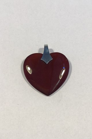 Georg Jensen Sterling Silver Carnelianl Heart Pendant No A33