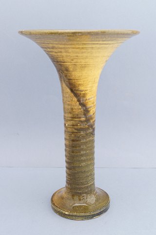 Herman A. Kähler; pottery vase decorated in yellow uraniumglaze