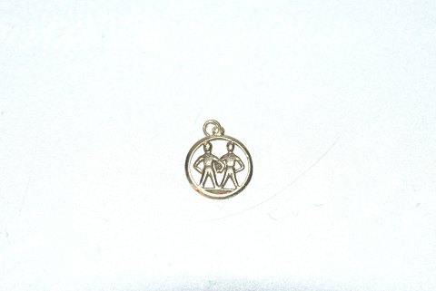 Gold pendant zodiac twins 14 carats